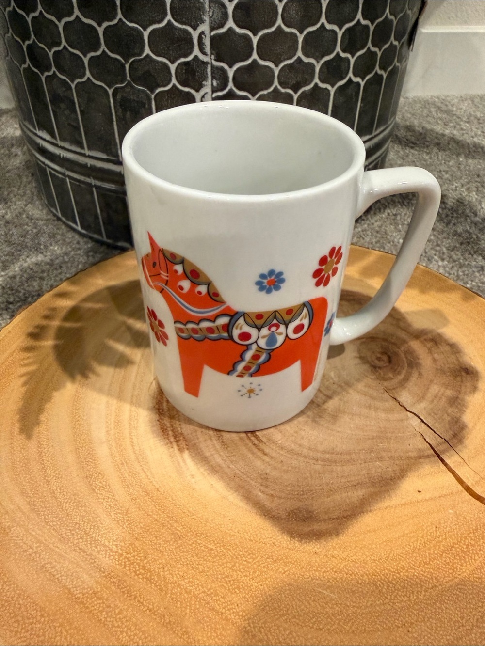 Bergquist Swedish Red Dala Horse Ceramic Mug.